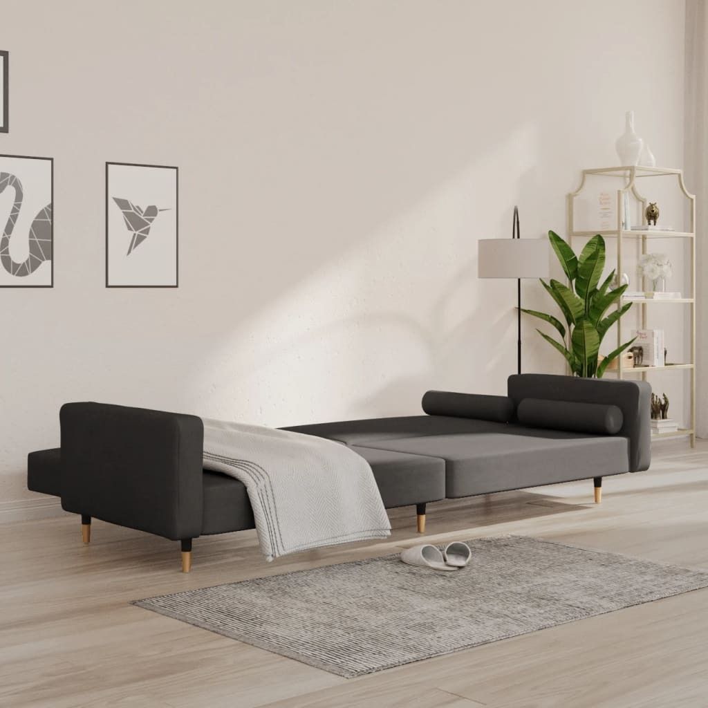 "im Sonderangebot"Schlafsofa - CLORIS - Bettsofa eleganten Design - 2-Sitzer mit 2 Kissen Dunkelgrau Samt - 220 x 84,5 x 69 cm - DEMöbel7844871