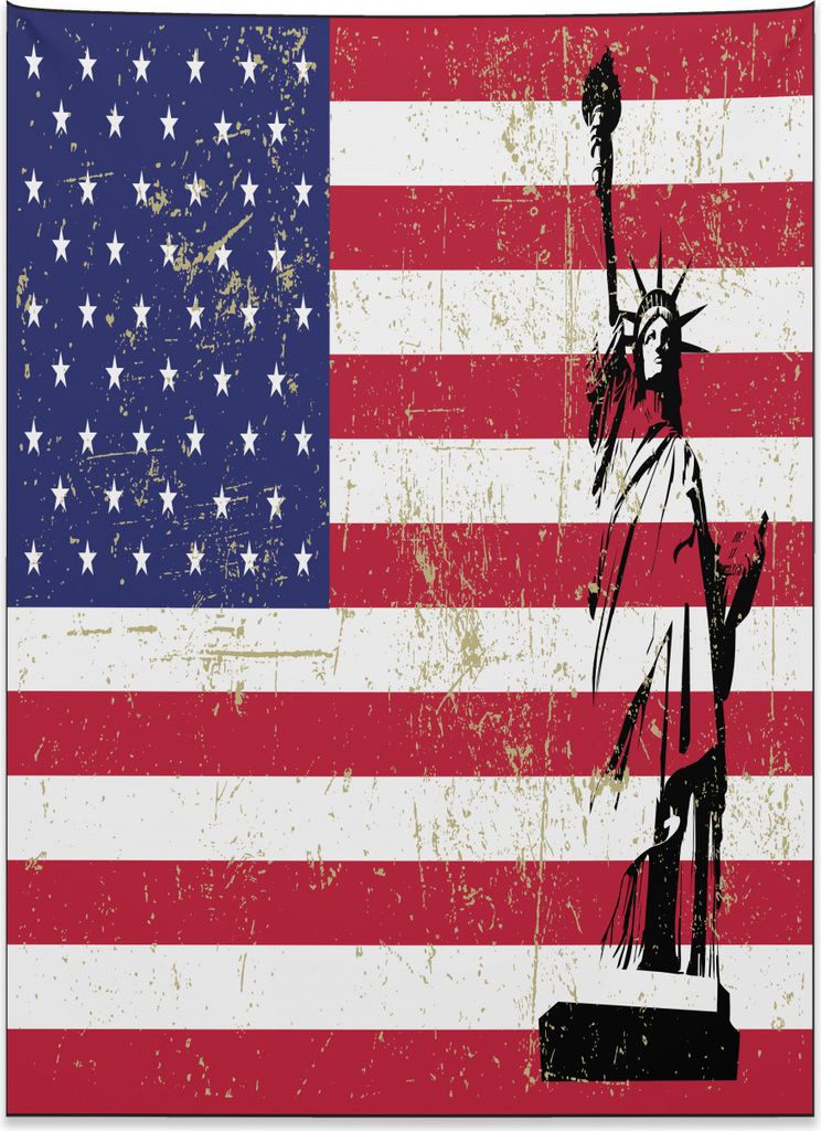 Abakuhaus New York Wandteppich, Freiheitsstatue USA aus Weiches Mikrofaser Stoff Kein Verblassen Klare Farben Waschbar, 110 x 150 cm, Dunkle Korall...