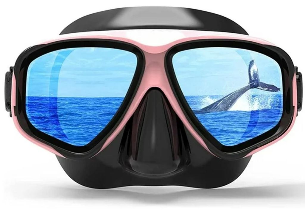 Schnorchelmaske, Taucherbrille aus gehärtetem Glas mit 3D-Gesichtsdichtung