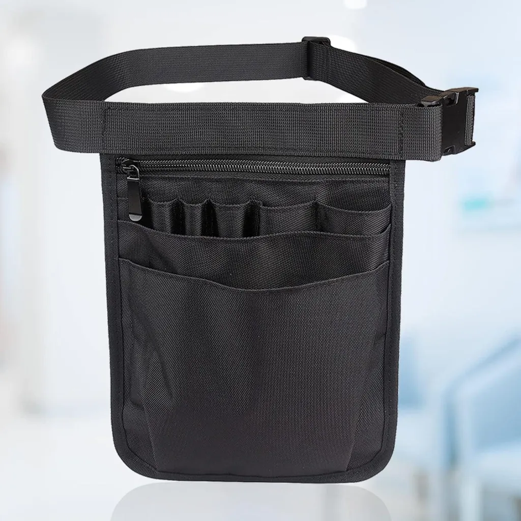 Pochette de taille multi-compartiments avec ceinture ajustable noire