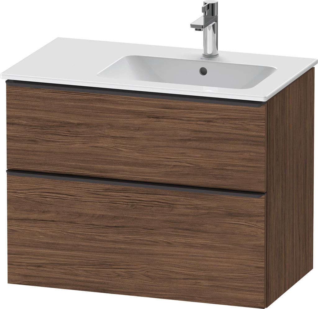 Duravit D-Neo Waschtischunterbau wandhängend, 810x625x462mm, 1 Auszug, 1 Schubkasten, mit Griff Diamantschwarz, DE43670BD210000