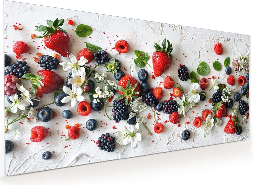Küchenrückwand Spritzschutz Glas mit Motiv Bunte Beeren 40 x 40 cm