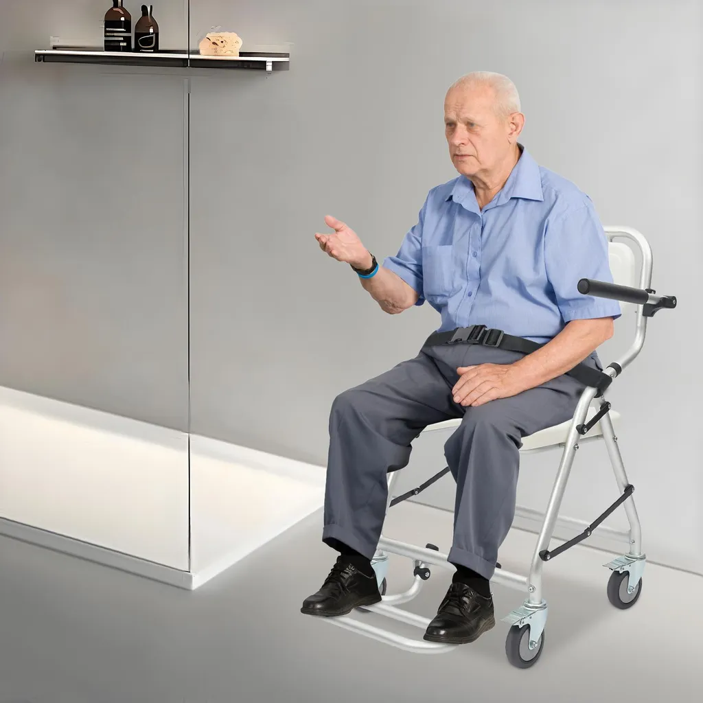Chaise de douche pliante blanche contre les risques de chute - Sécurité Totale - 2
