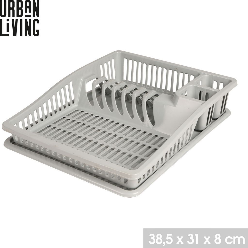 Urban Living Abtropfgitter 38,5 x 31 x 8 cm Geschirrablage 43216 hellgrau