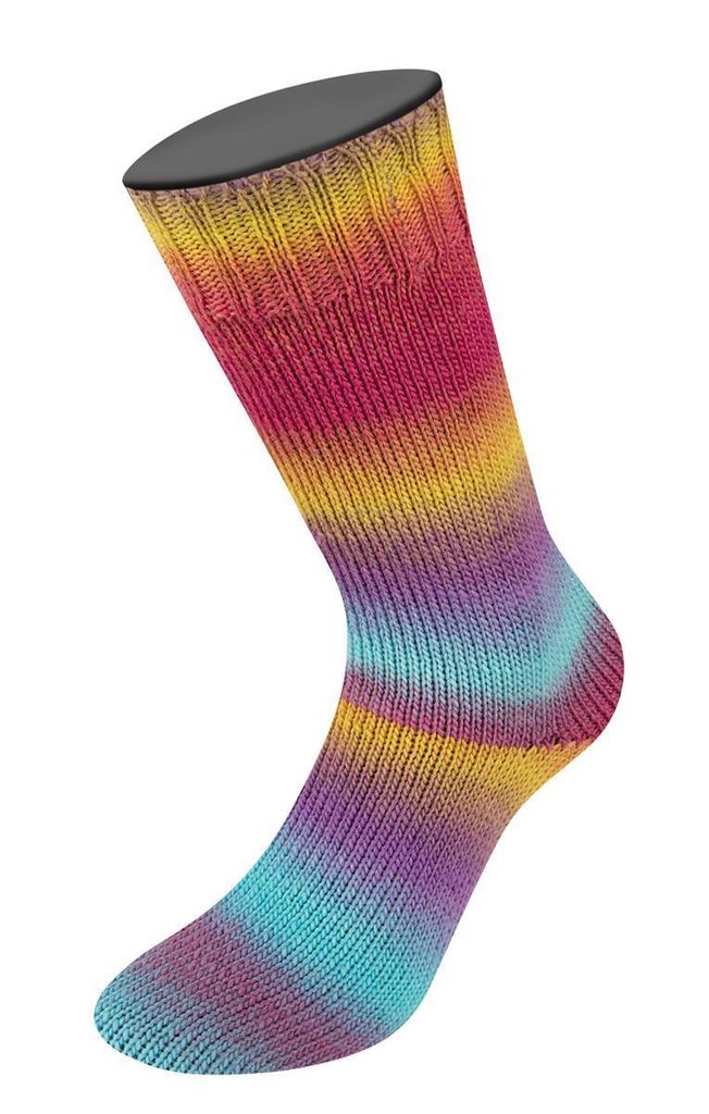 Lana Grossa - Meilenweit 100g Color Mix Multi 8011 rot hellblau fuchsia orange gelbgrün