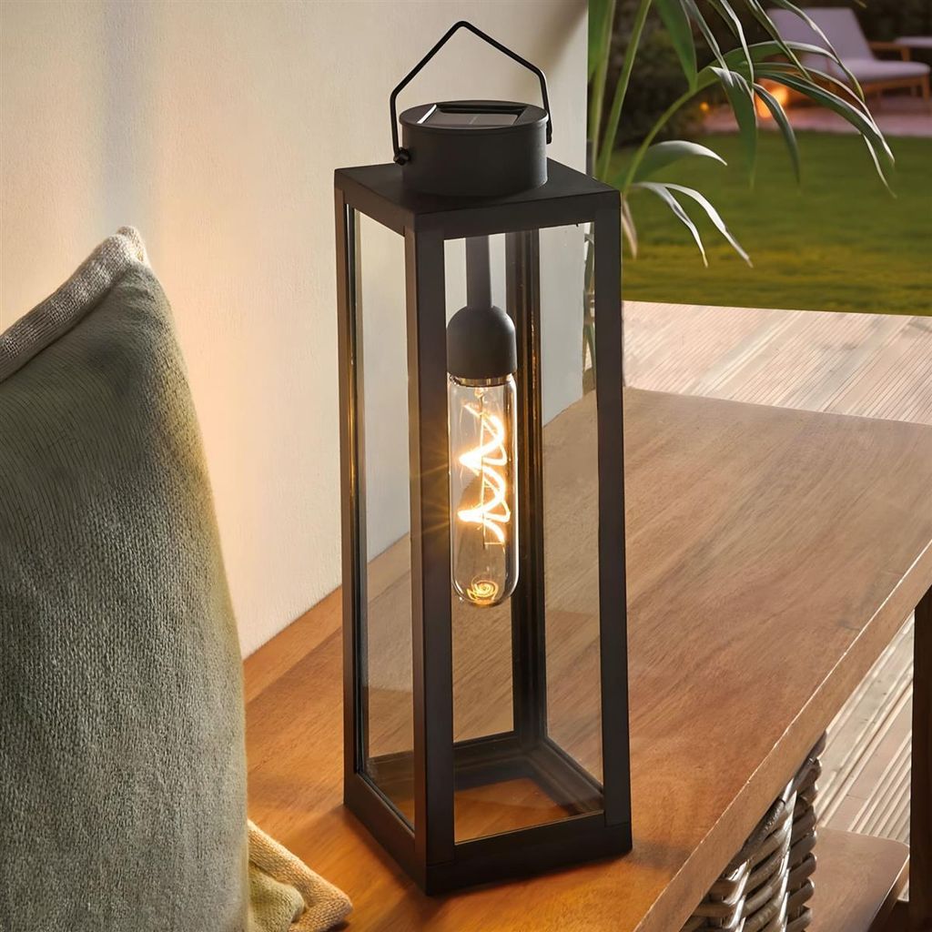 Solar LED Laterne "Industrial" aus Kunststoff, schwarz, Produktbild 