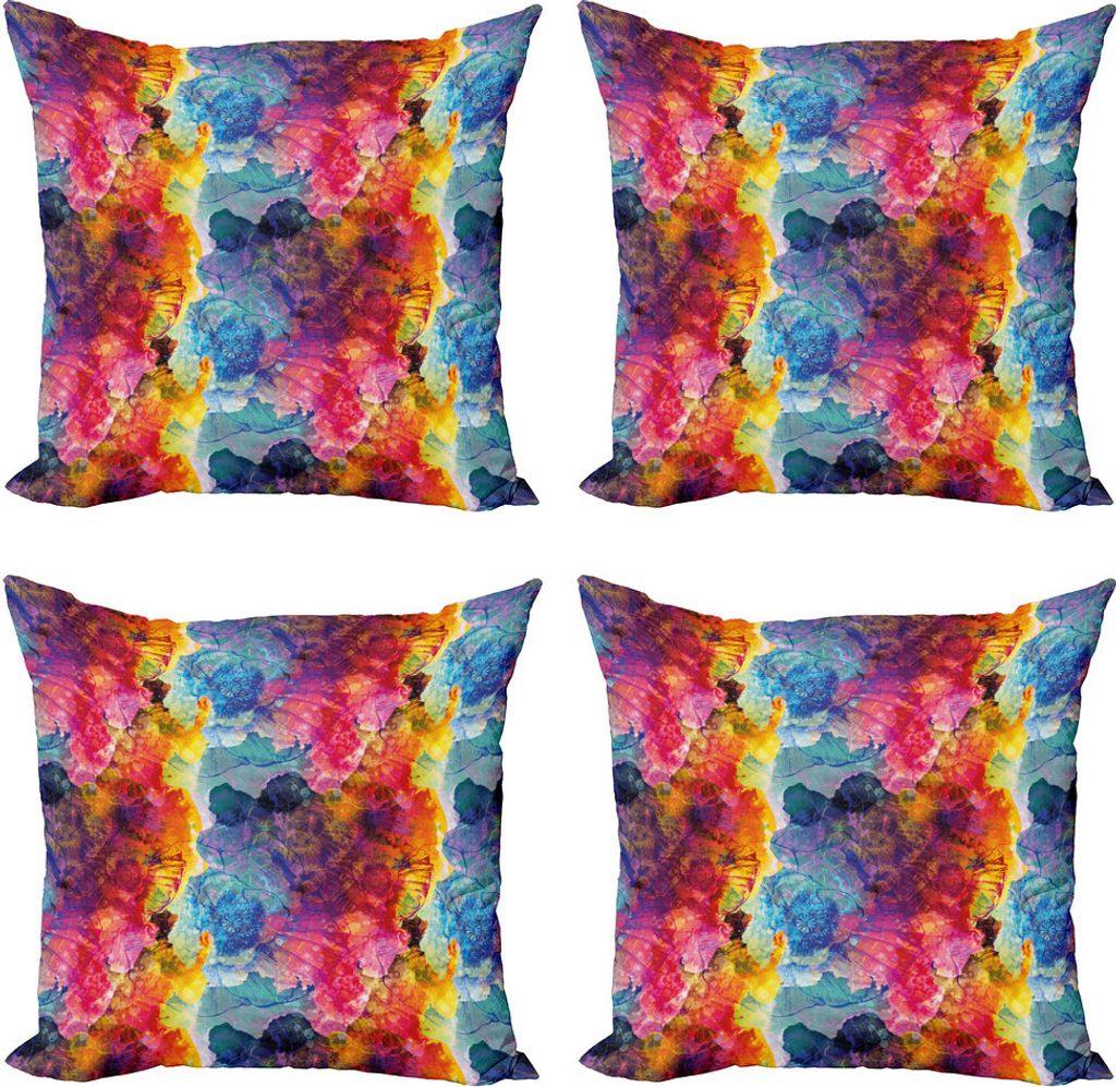 ABAKUHAUS Bunt Kissenbezug Set (4 Stück), Nahtlose Abstrakte Kunst, Moderner Doppelseitiger Digitaldruck, 45 cm x 45 cm, Mehrfarbig
