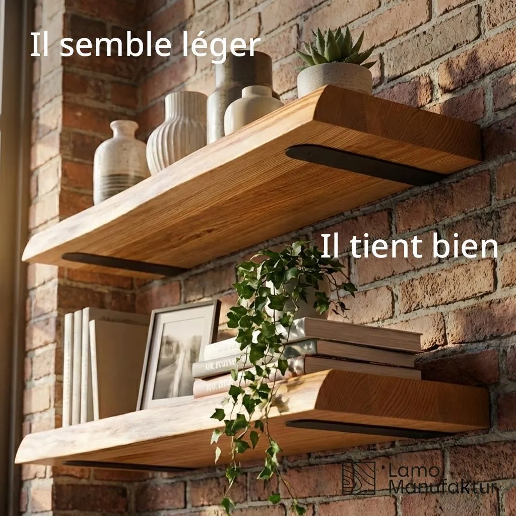 Equerre de Fixation Invisible 30cm Noire - Support Etagere Métal Robuste - 6