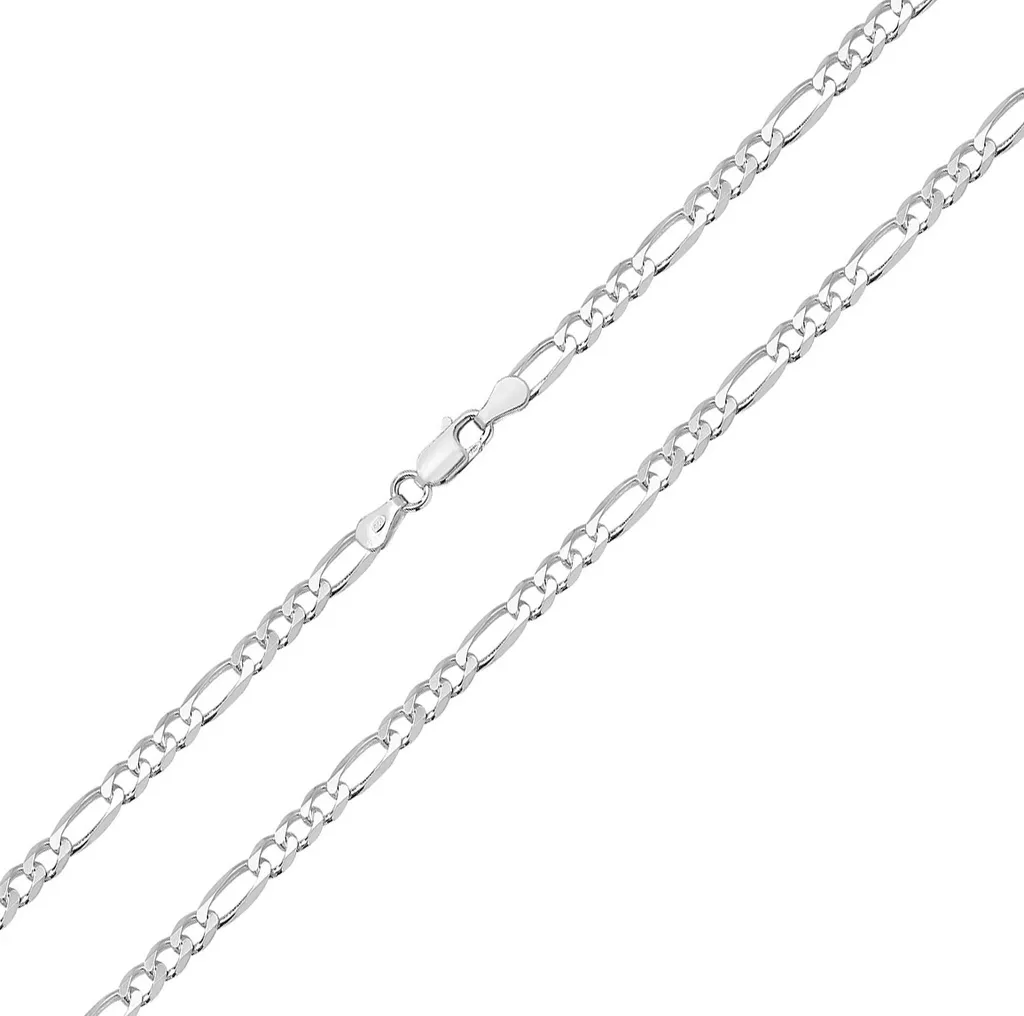 Chaîne Figaro en Argent 925 Massif 4mm - Maille Robuste Femme de 46 cm