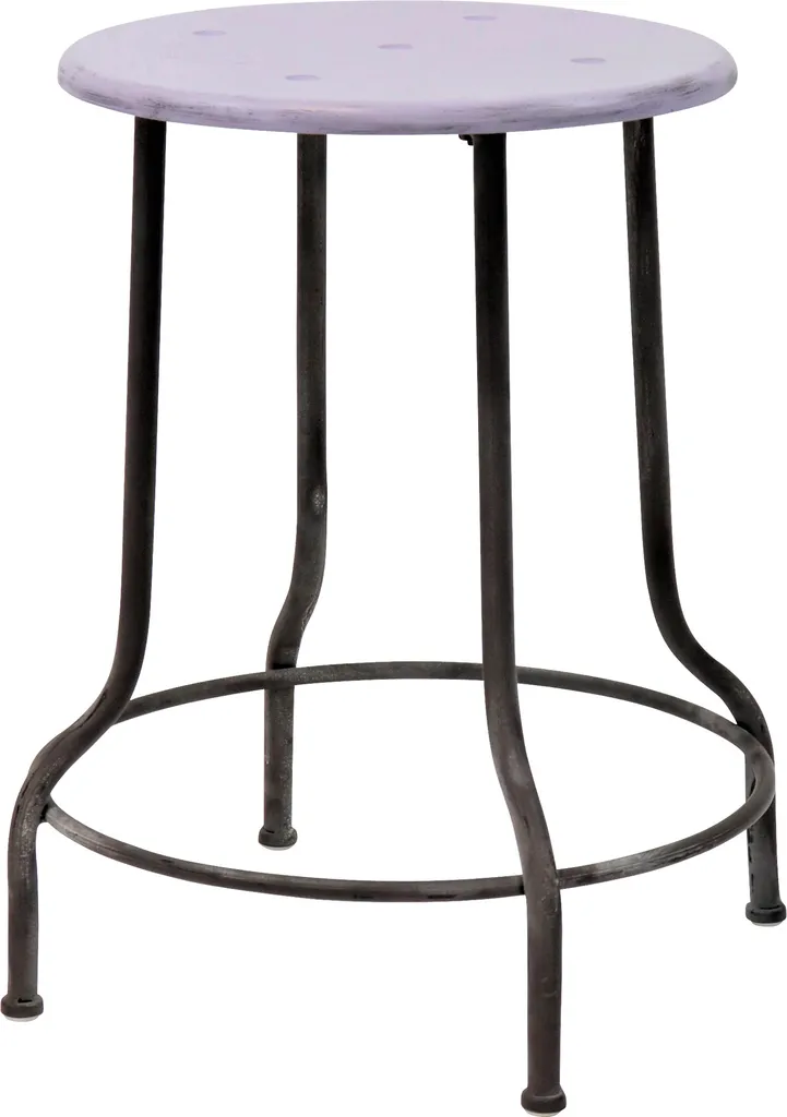 Tabouret stable bois et fer lilas PARIS 49 cm anti-encombrement chic