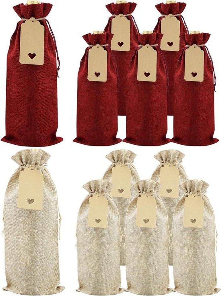 12 Stück jute Weinbeutel, herstellbare Geschenkbeutel, Weinbeutel, Geschenkbeutel, Hochzeitsgeschenk, Party, Weinproben