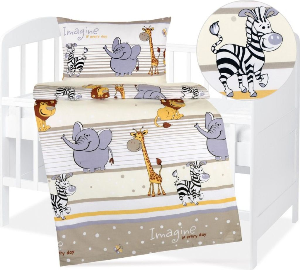 Babybettwäsche aus Baumwolle - 90x135 cm, 45x60 - beige Produktbild 