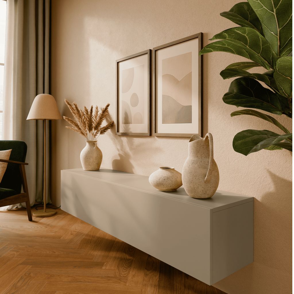 Platan Room TV Lowboard 280 cm breit CHAMPAGNERFARBE Produktbild 