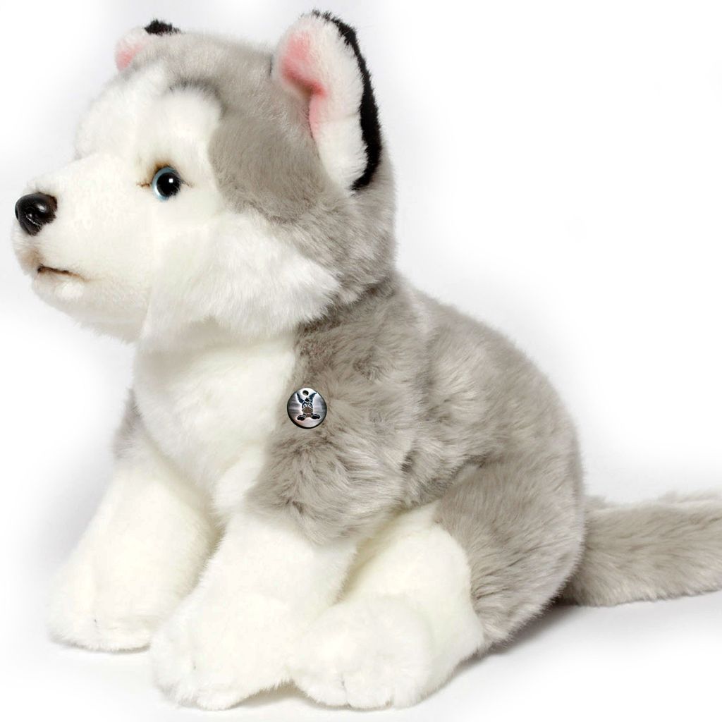 Husky Kuscheltier sitzend 26 cm grau-weiß - Plüsch Hund SMILLA
