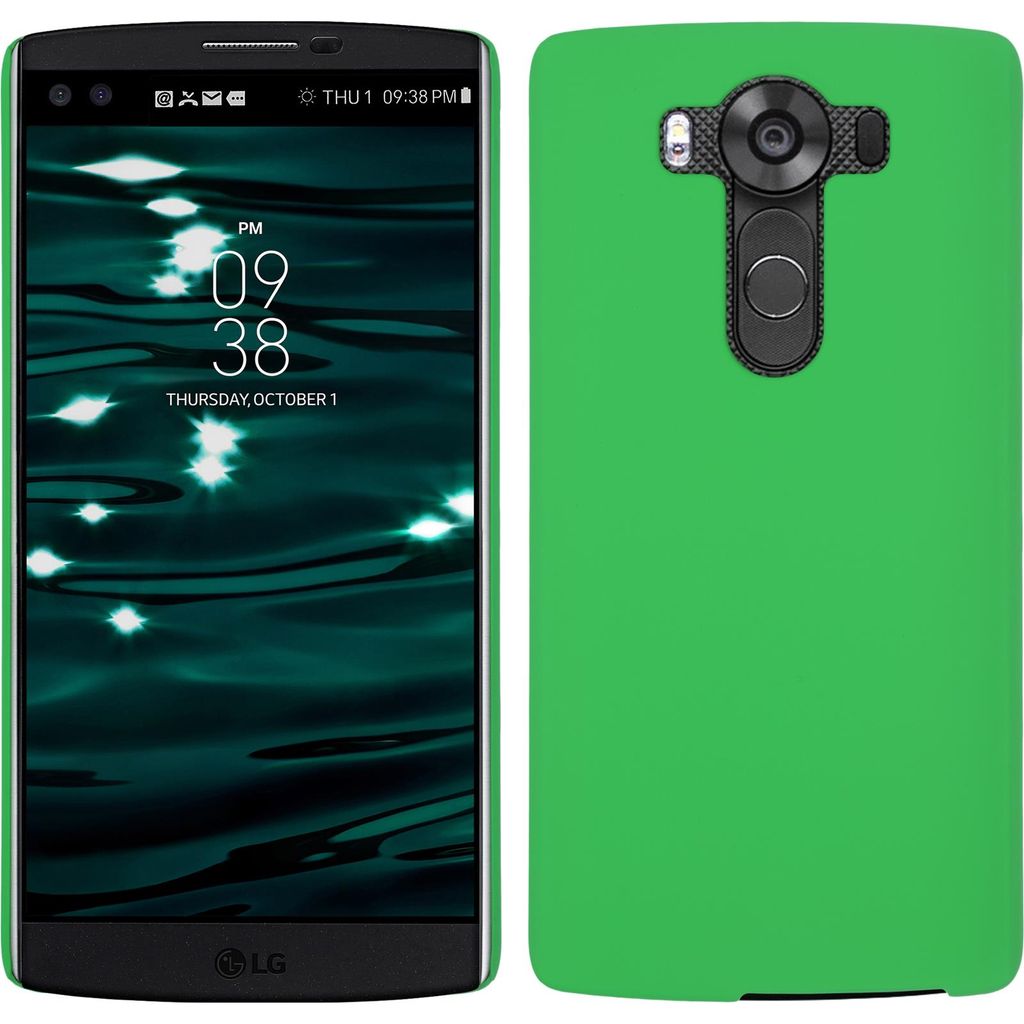 PhoneNatic Case kompatibel mit LG V10 - Hülle grün gummiert Hard-case Cover