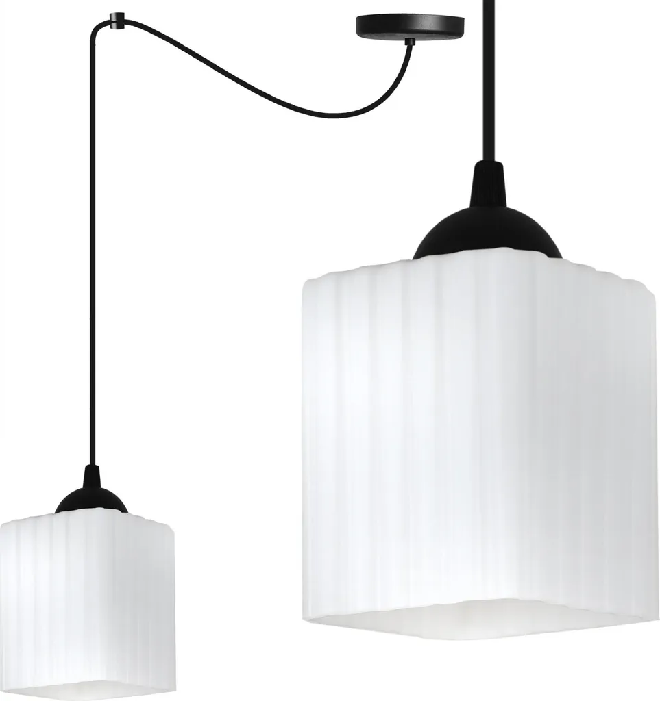 Lampadario Moderno Spider Riffle Nero Cubo Bianco E27 - Illuminazione Stile