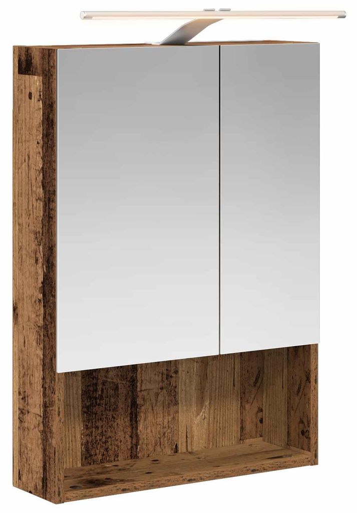 Badezimmerspiegelschrank mit Regal Altholz 50 x 14,5 x 70 cm
