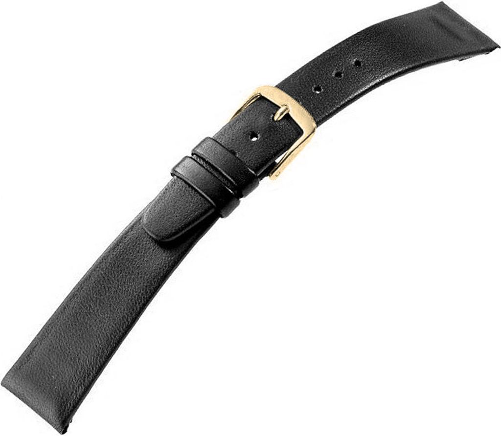 Natina Ersatzband Uhrenarmband Leder Band mit Clip schwarz XL Überlänge, Stegbreite:10mm