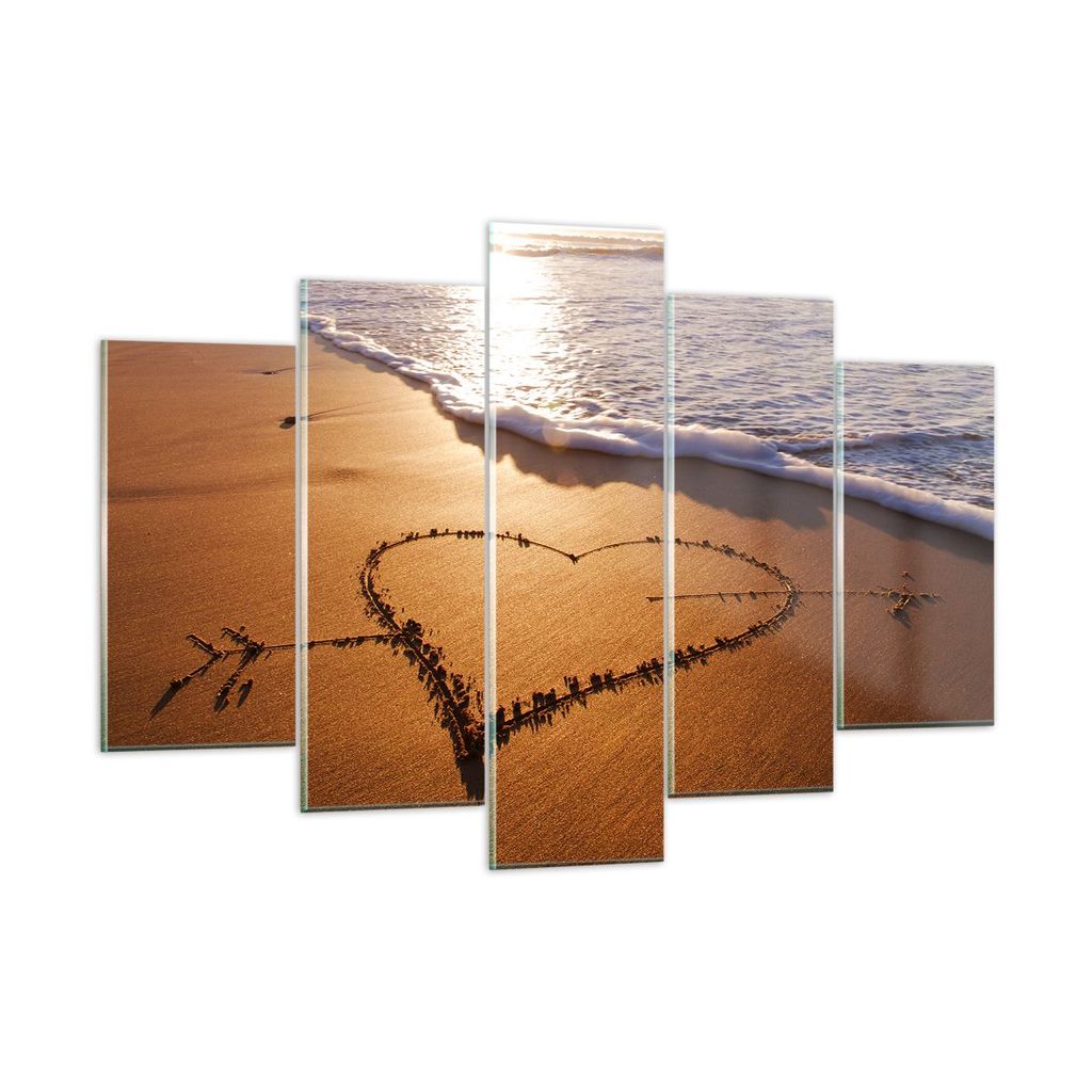 Bilder auf glas - Sommer Meer Sand Strand - 150x100cm - Glasbilder - Wandbilder - Kunstdruck - zum Aufhängen bereit - Wanddekoration aus Glas - Gl...