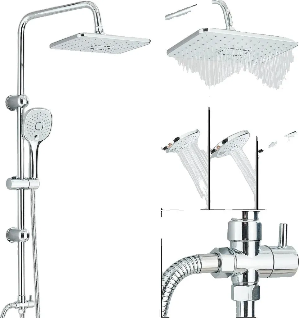 Colonne de douche avec mitigeur levier pivotant chromé série Azur 115cm
