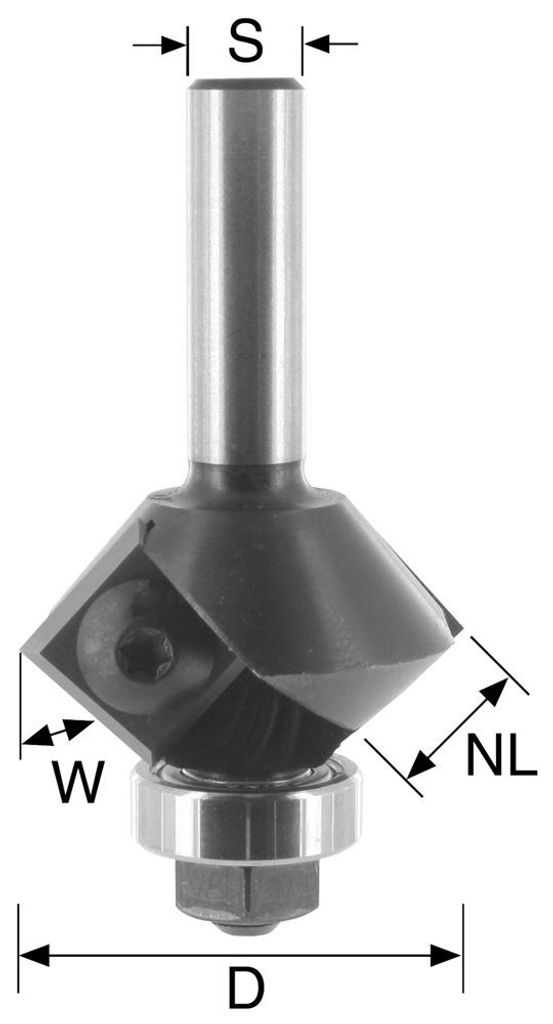 BRÜCK HW-WP Kantenfräser Typ 385 D=32mm,NL=12mm,S=8mm,W=45° | 3853000453