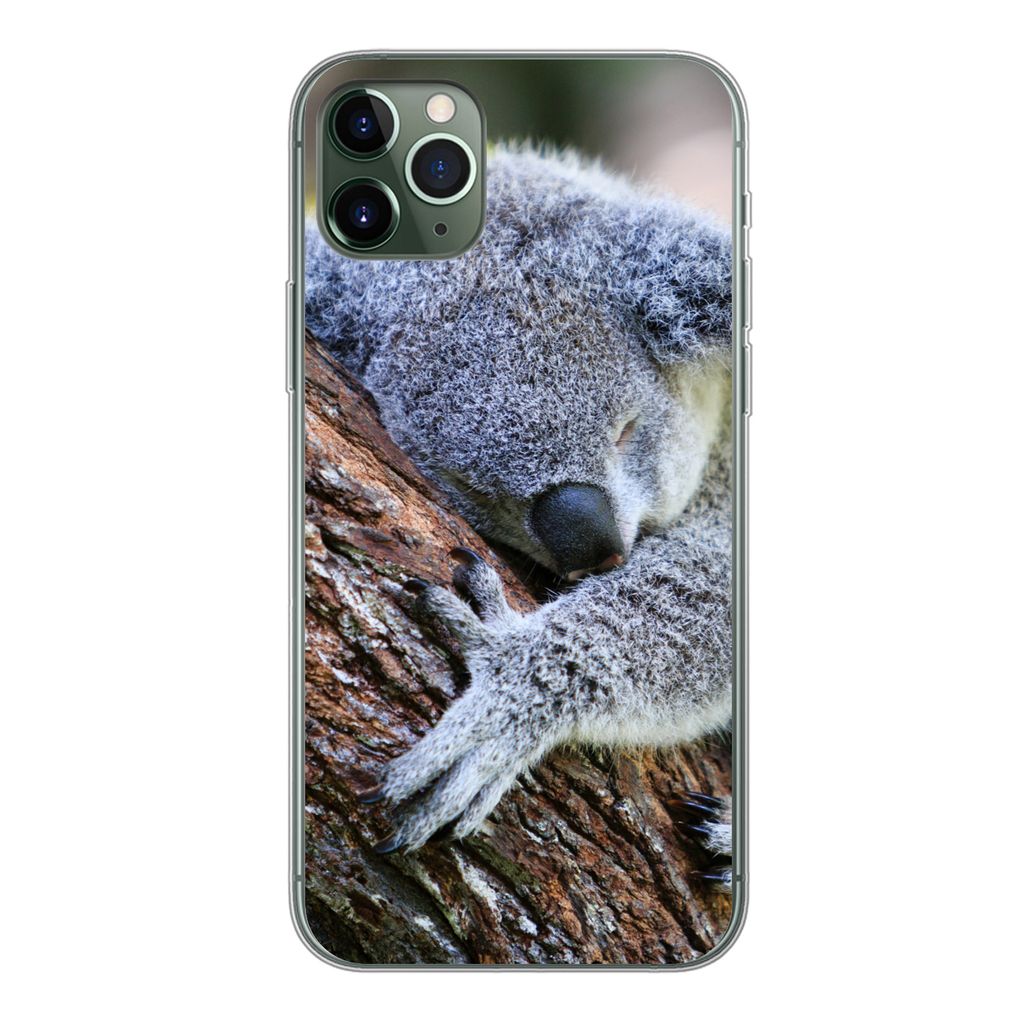 MuchoWow Handyhülle Schutzhülle Hülle für iPhone 11 Pro Max Koala - Baum - Schlaf - Kinder - Jungen - Mädchen Silikon Softcase Handy Hülle ...