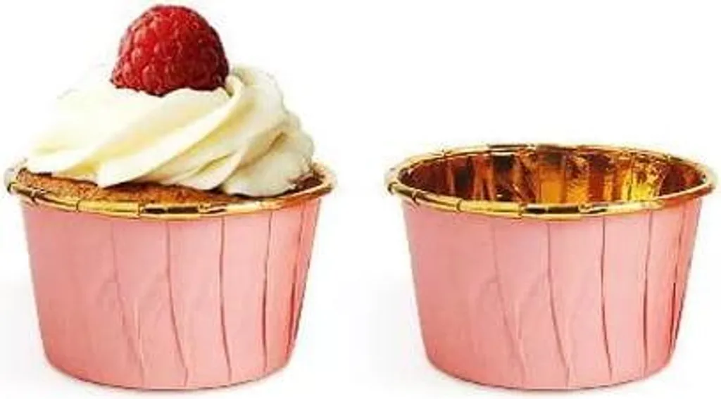 Caissettes Cupcakes Rose Doré 50x40 mm - 50 moules papier ingraissable