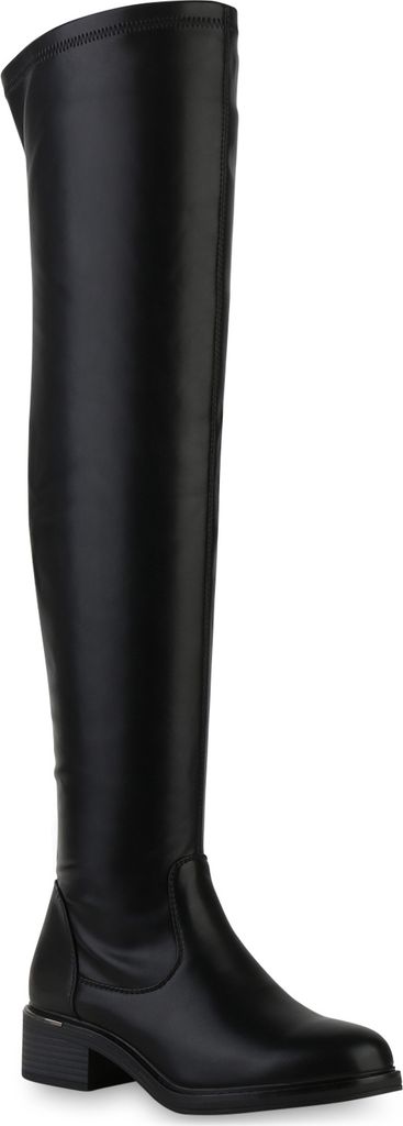 VAN HILL Damen Leicht Gefütterte Overknees Stiefel Schuhe 840778, Farbe: Schwarz, Größe: 38