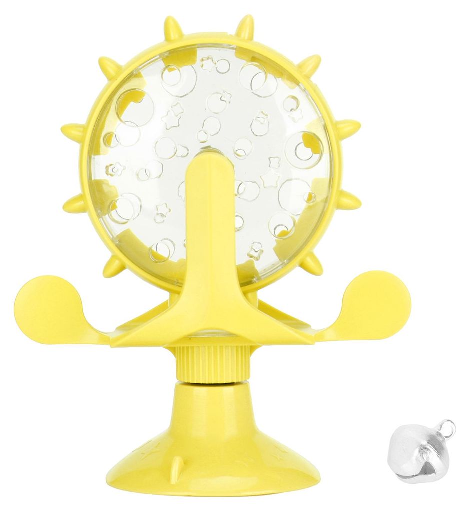 ABS Pet Cat Food Leakage Rotation for Windmill Educational Interactive Training ToyYellow