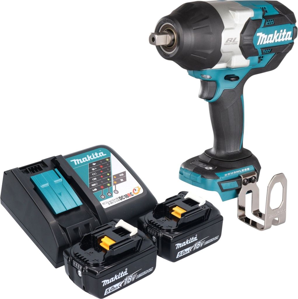 Makita DTW 1004 RT Akku Schlagschrauber 18 V 1050 Nm 1/2" Brushless + 2x Akku 5,0 Ah + Ladegerät