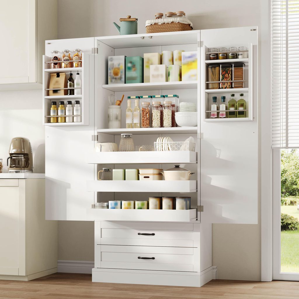 Flieks Weiß 180cm Küchenschrank mit 3 Ausziehböden und Produktbild 