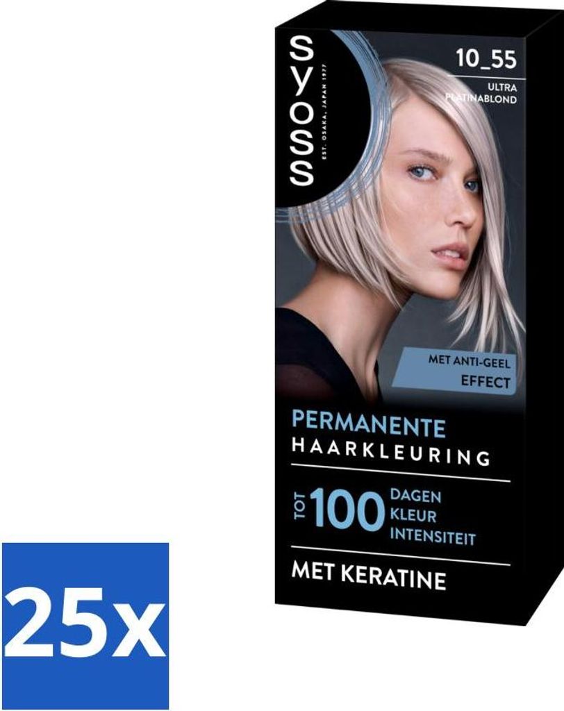 SYOSS – Permanente Coloration 10-55 – Haarfärbemittel – Permanente Haarfärbung – Ultra Platinblond – Grauabdeckung - Vorteilspack - 25 ...