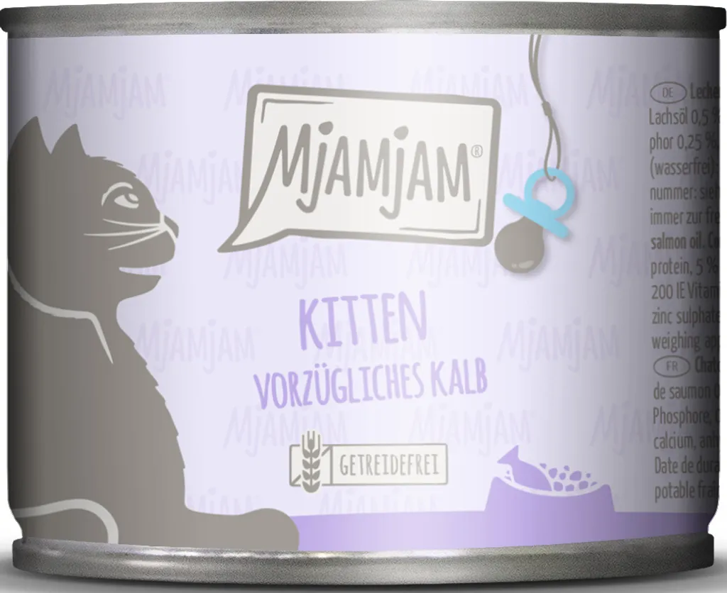 Mjamjam Kitten Vitello & Salmone - Lattine 200g x 6 per Gatti Piccoli