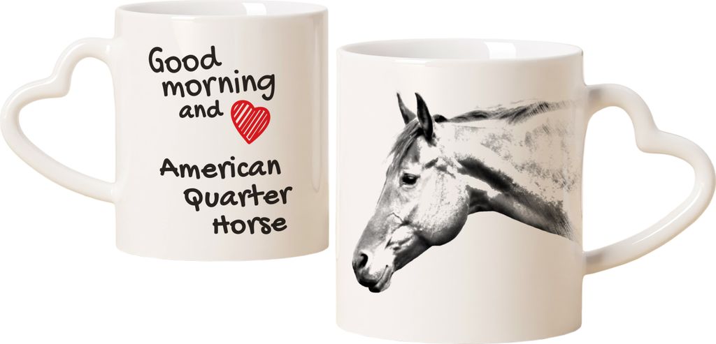 Amerikanisches Quarter Horse - Tasse mit Hund, entzückende Tasse mit herzförmigem Henkel, universelles Geschenk der Marke Art-Dog