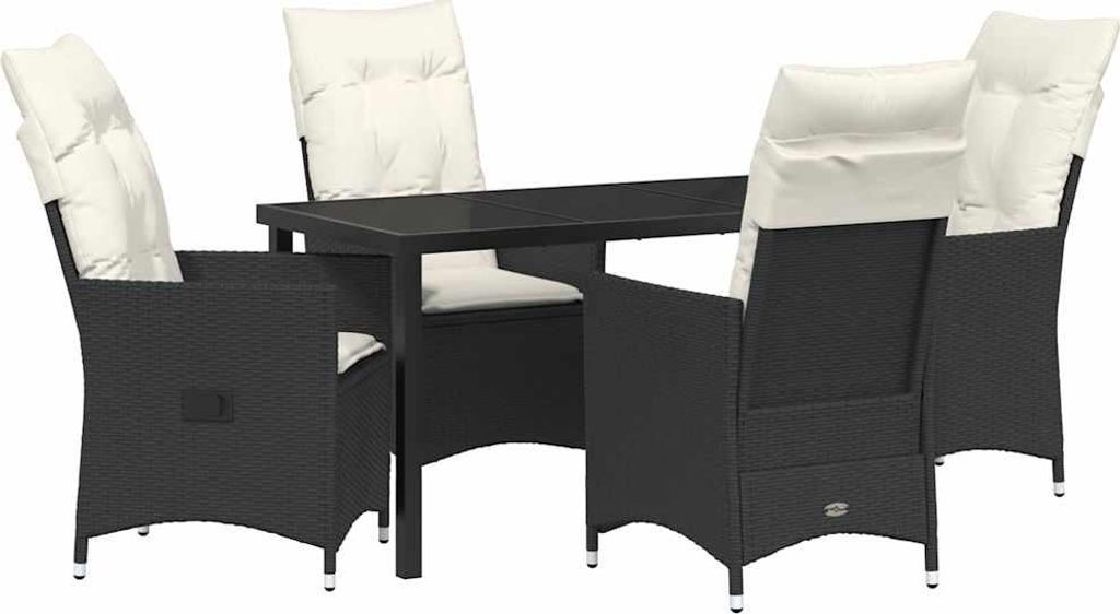 Garten Essgruppe mit Kissen 5 pcs Schwarz Poly-Rattan