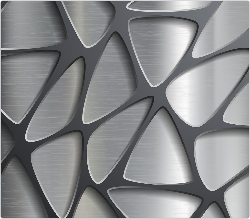 Spritzschutz Herdabdeckplatte Schneidebrett aus Glas Geometrisches Metallmuster 1-Teilig (60x52cm)
