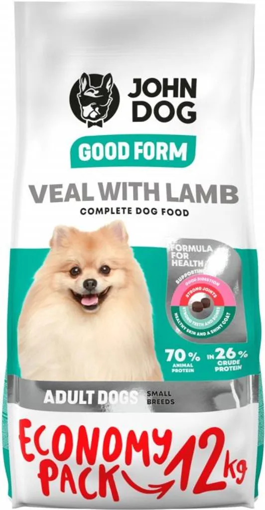 Croquettes John Dog GOOD FORM 12 kg Veau Agneau pour digestion facile