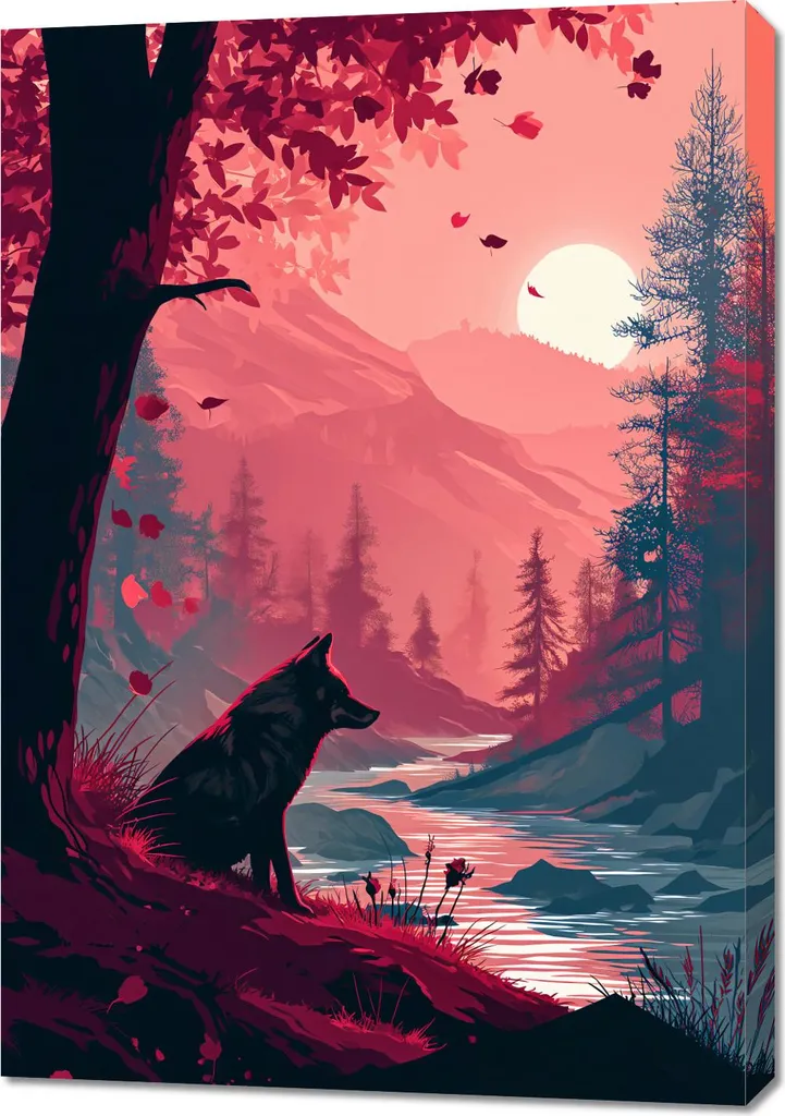Tableau Loup à la lisière de la forêt 70x100 cm décoration murale XL