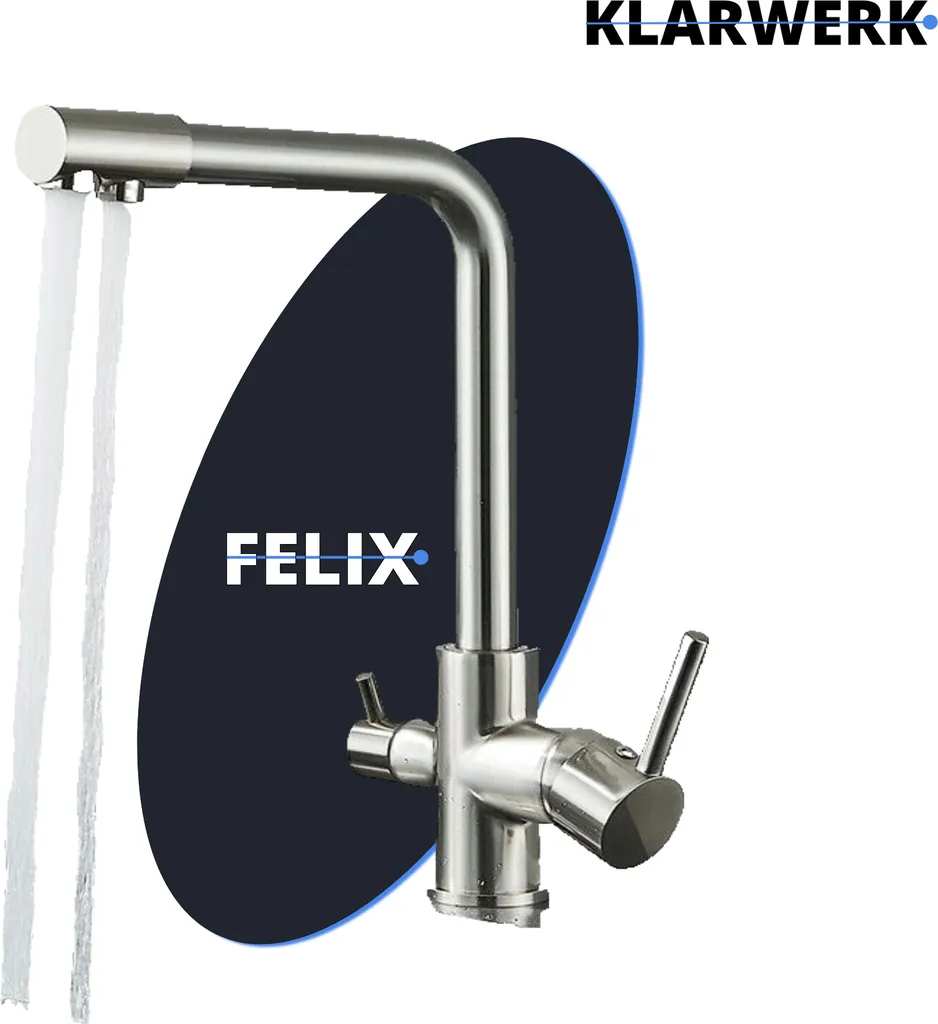 Felix Rubinetto 3 Vie Premium Osmosi Argento Spazzolato Acciaio Inox