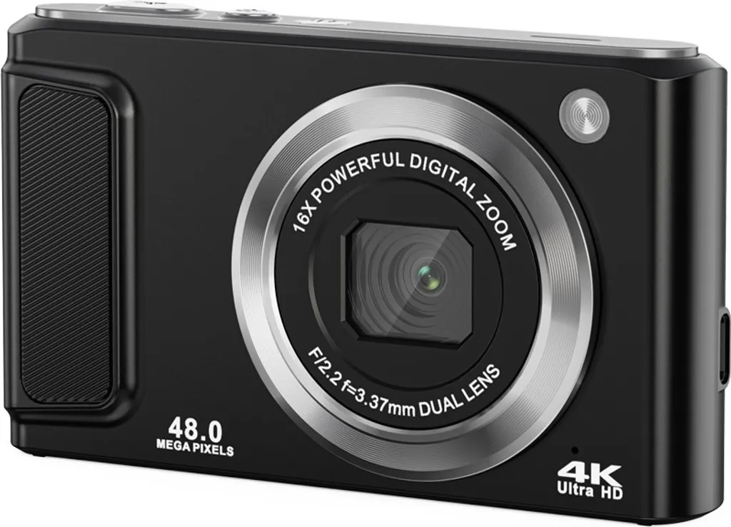 Appareil photo numérique 4K pour voyage avec double objectif Noir