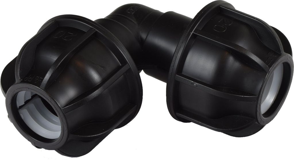 Agora-Tec®  PE-Fitting Winkel 90 Grad 20mm auf 20 mm für Produktbild 