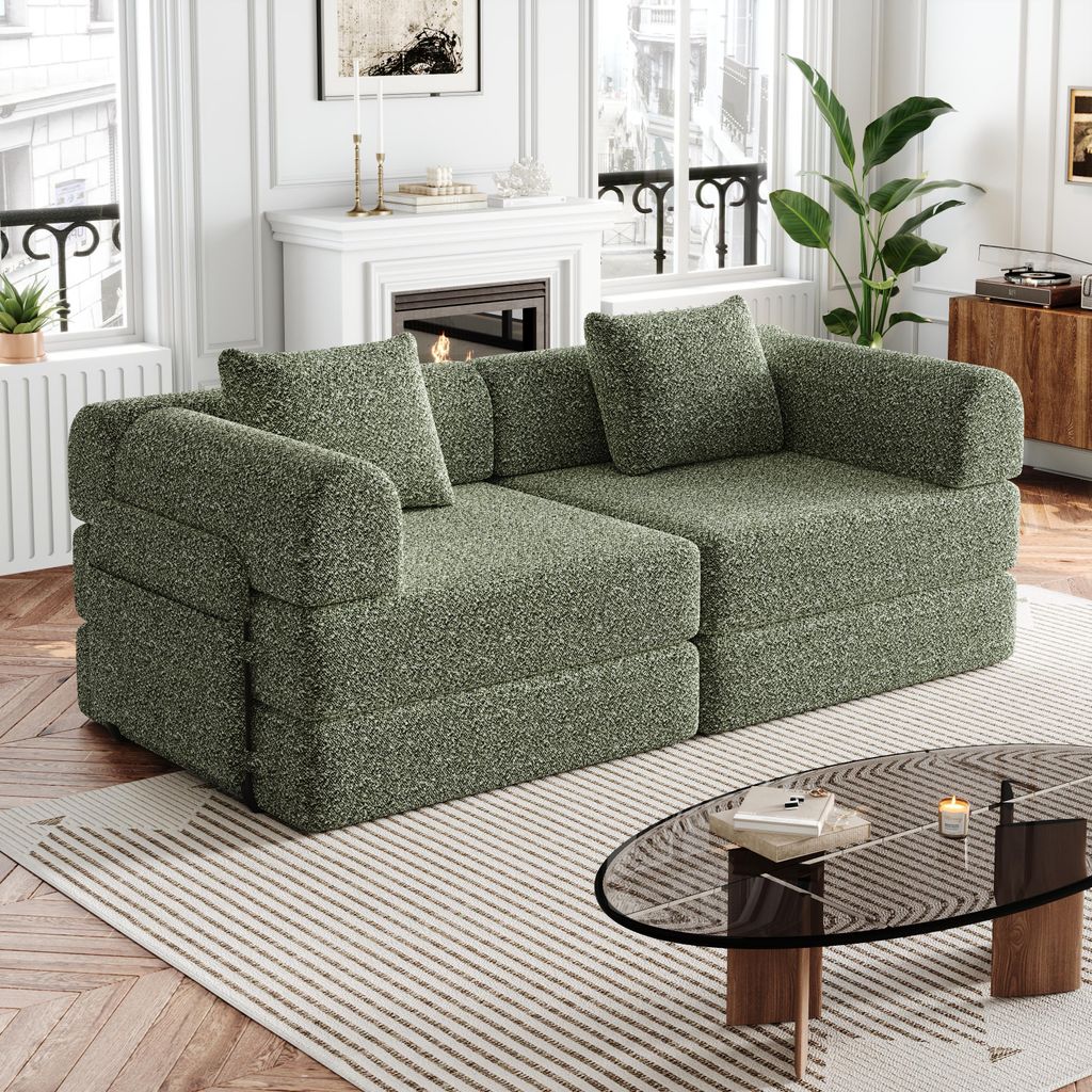 Sofa rozkładane typu "chenille" 2 w 1, z schowkiem w Zdjęcie produktu 