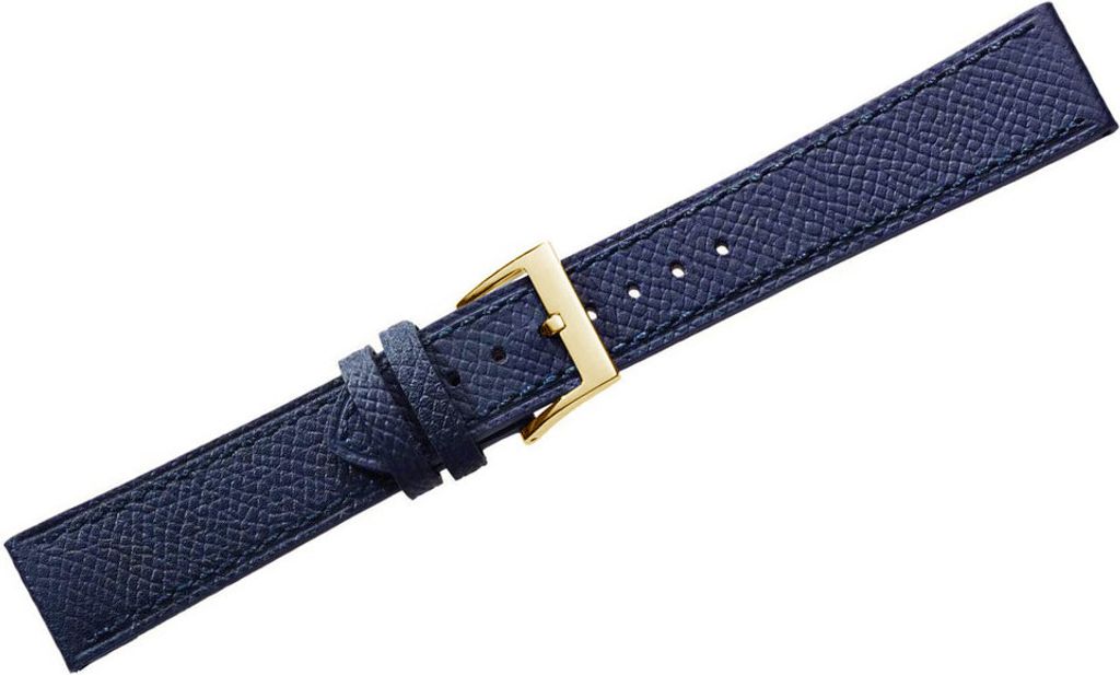 Herzog Alta Moda > Uhrenarmband blau > Rindleder genarbt flach Verlauf, Stegbreite:18mm, Schließe:Gelbgolden