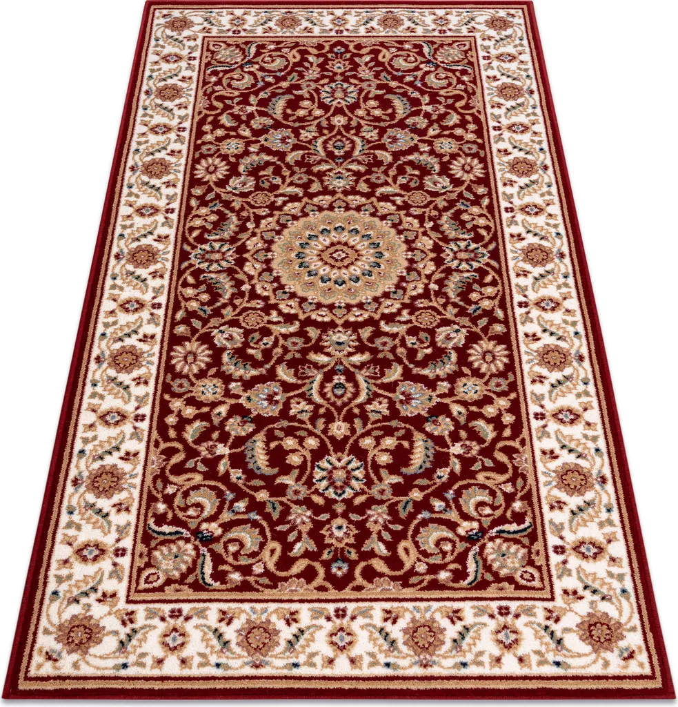 Tapis Laine Nain Rosette Rouge Bordeaux 80x150 cm Durable et Doux