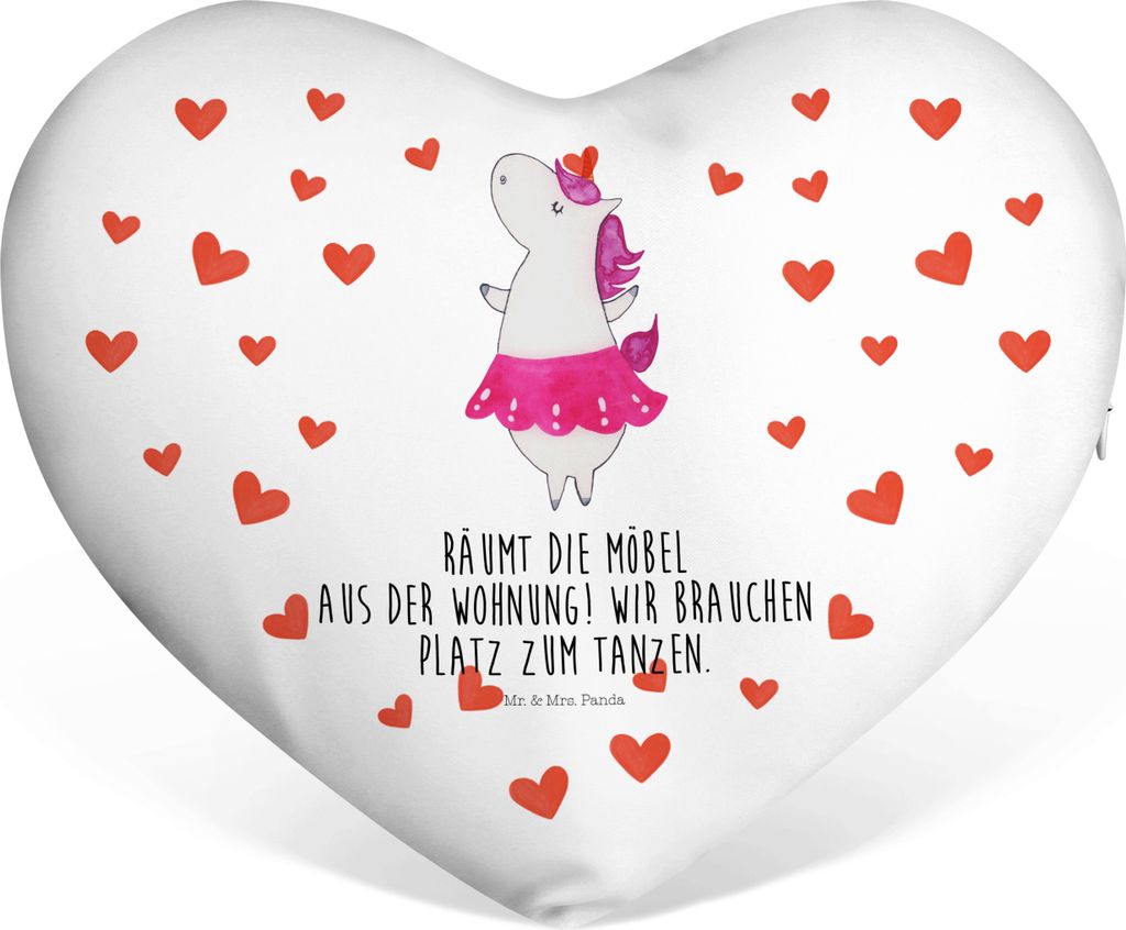 Mr. & Mrs. Panda Dekokissen Einhorn Ballerina - Weiß - Geschenk, Unicorn, Sofakissen, Einhörner, Wohnung, Kuschelkissen, Party, Liebe Kissen, dek...