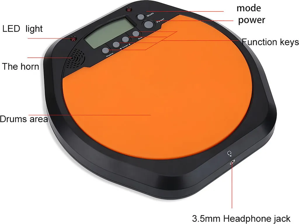Métronome de batterie électronique portable pour pratique du rythme 10'' - 7