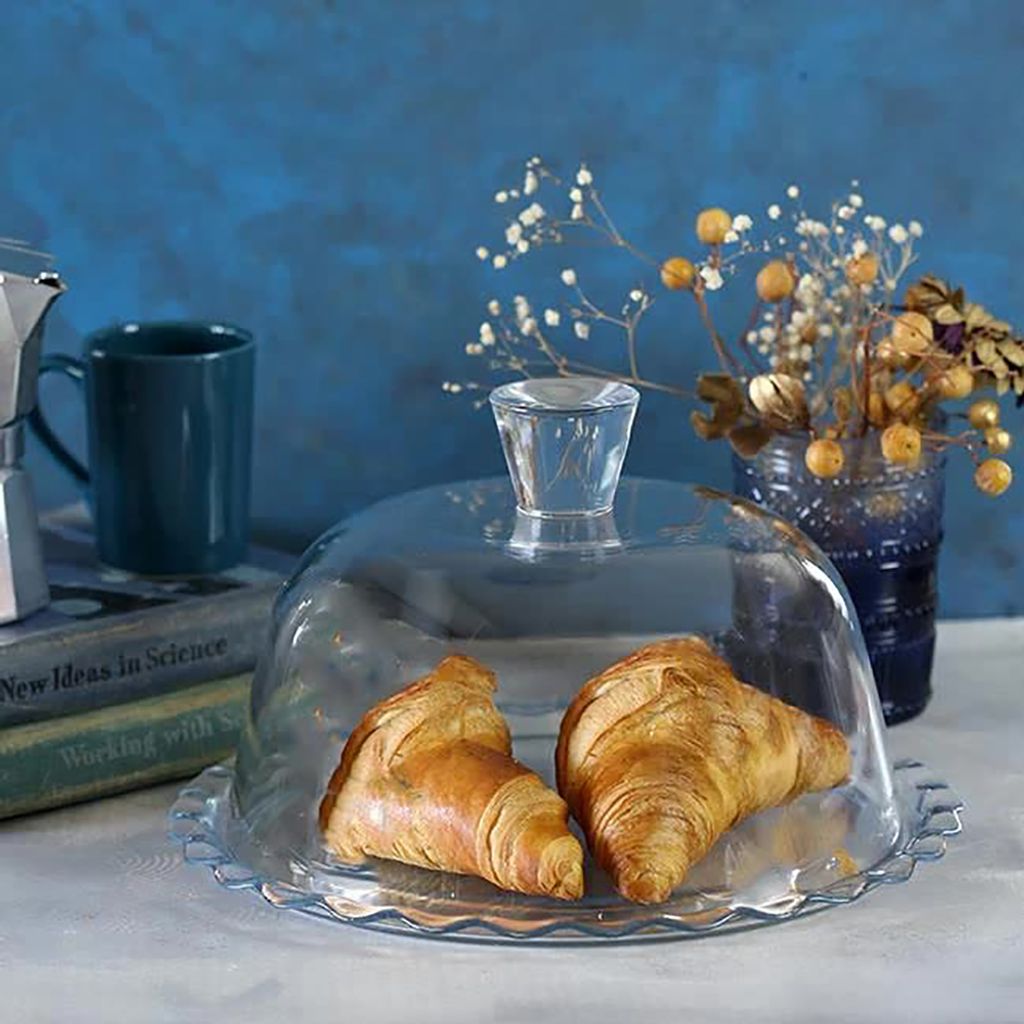 Pasabahce Petite Patisserie Kuchenform aus Glas mit Glucke Transparent