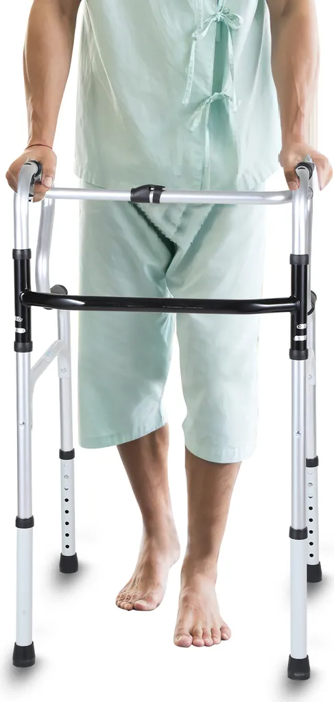 Rollator 4 Roues Pliable et Réglable en Hauteur Aide à la Marche Légère
