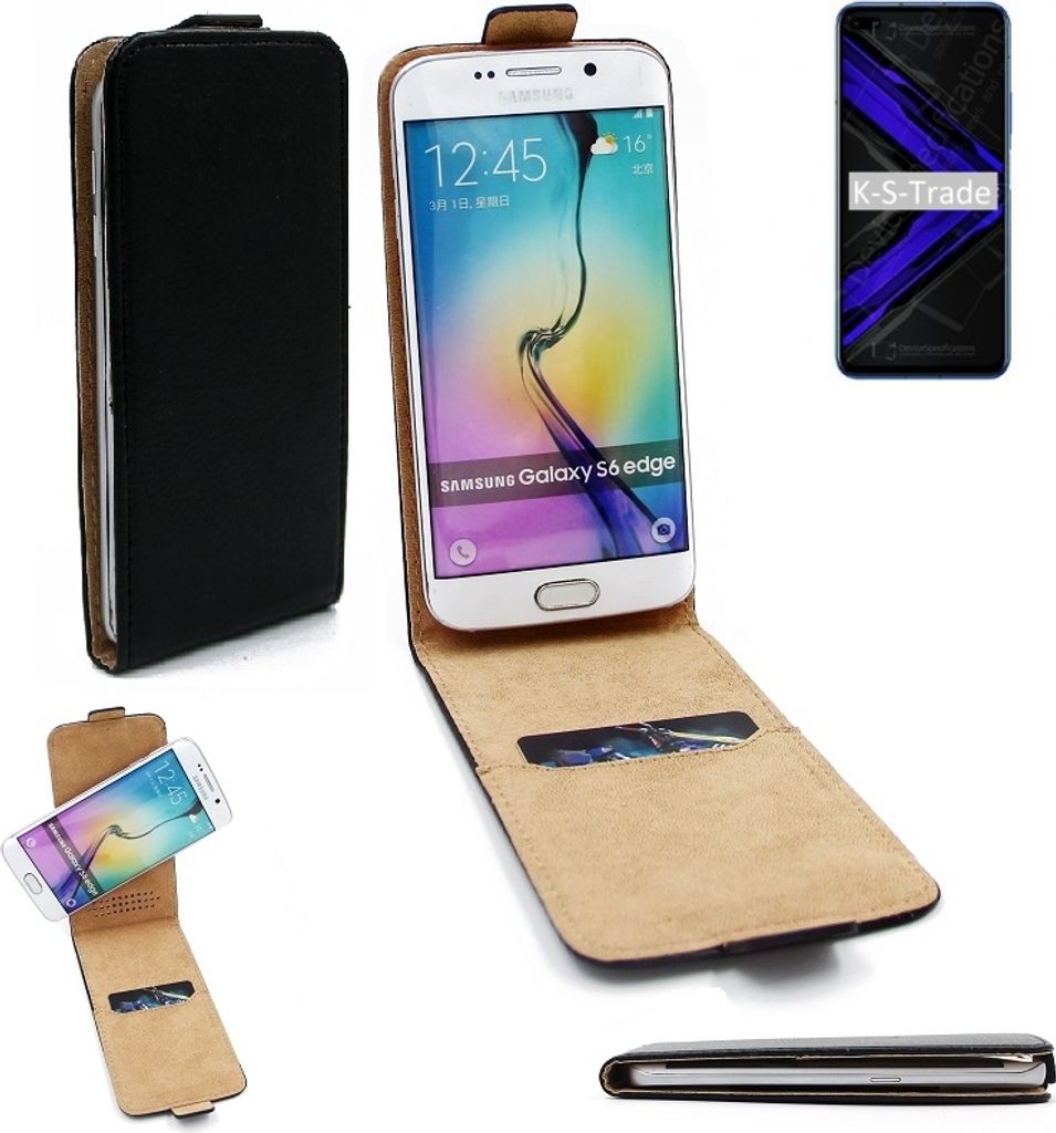 K-S-Trade Schutz-Hülle Handy-Hülle kompatibel mit Huawei Honor Play 4 Pro Flipstyle 360° Smartphone Tasche, schwarz, Case Flip cover