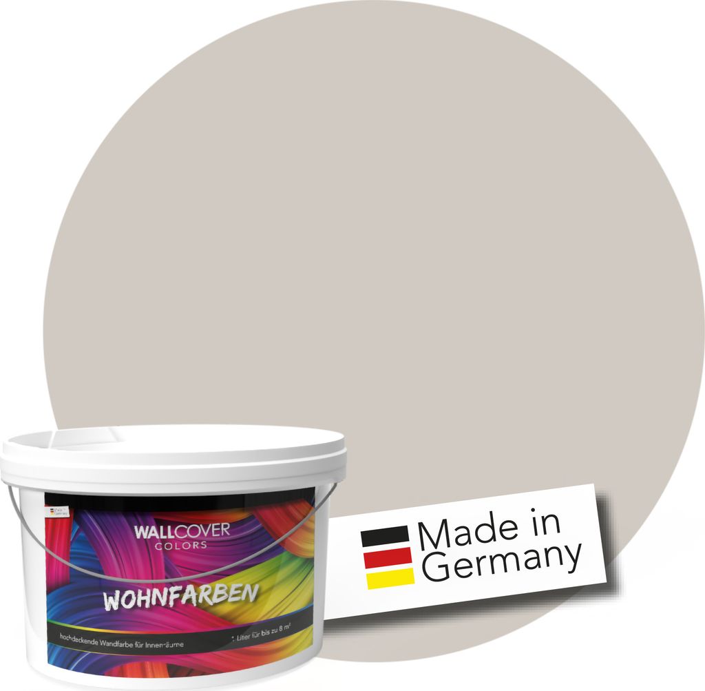 WALLCOVER Wandfarbe Greige Hochdeckend Klasse 1 Matt 2,5L für 20 m²